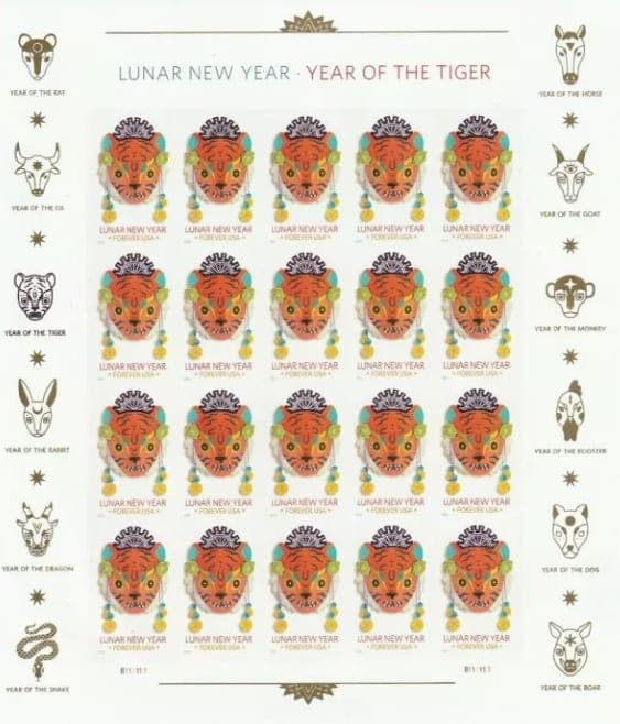 Year of the Tiger Stamp Celebrates Lunar New Year Forever First Class Postage Stamps