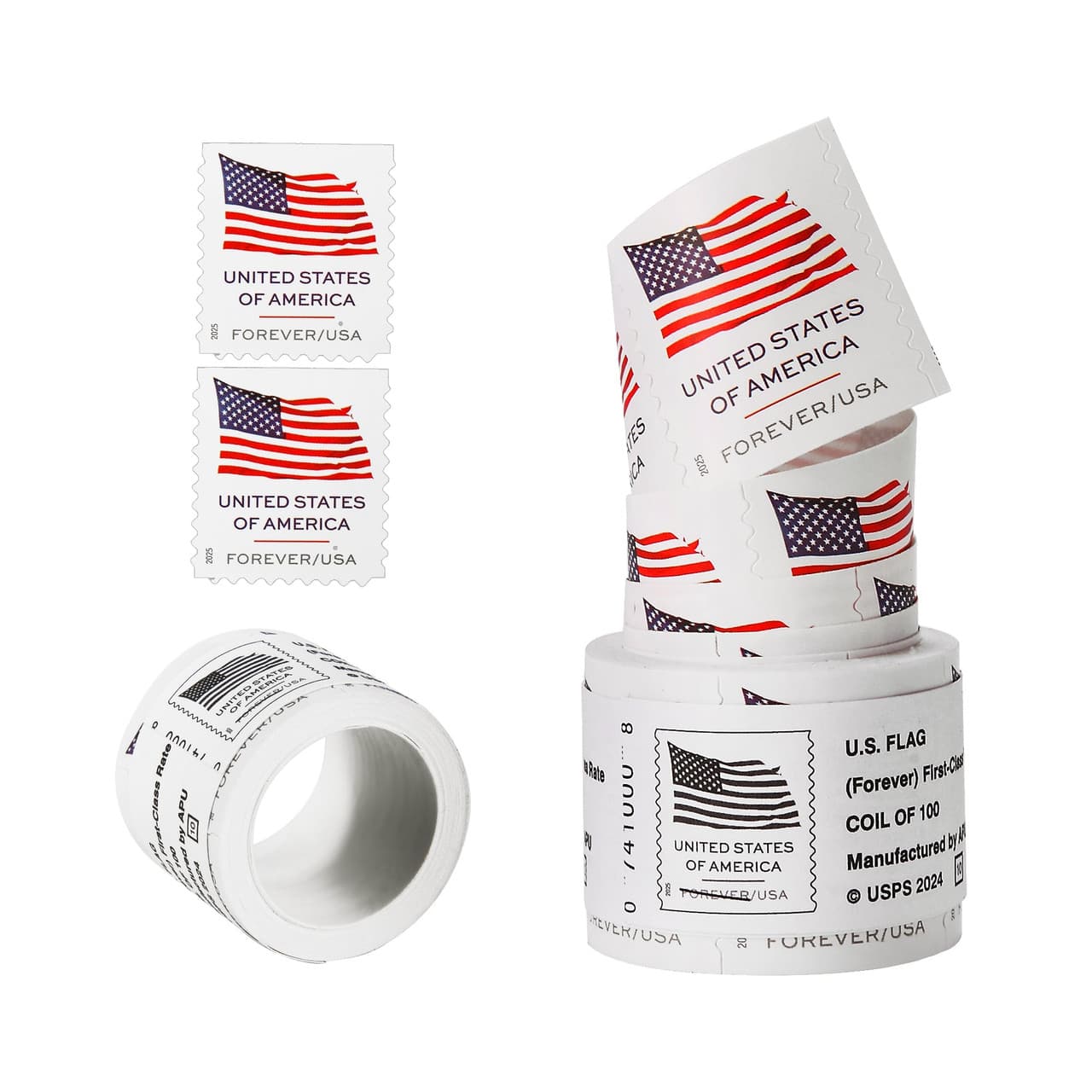 2025 US Flags (Booklets / Rolls) Forever First Class Postage Stamps